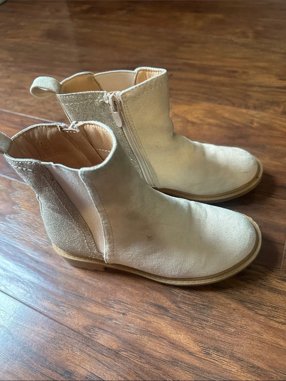 Sparkle Chelsea Ankle Boots in Light Beige